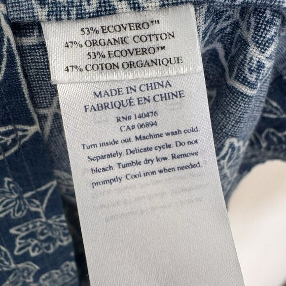 Faherty Cameo Cove Dress Navy Plains Floral Cotton Size Medium Resortwear - Picture 11 of 13